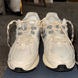 New Balance Beige and Gray Sneakers